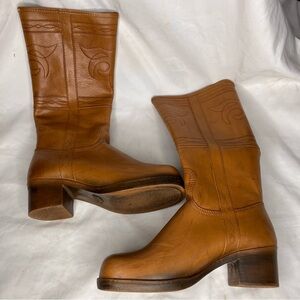 Vintage Tan Heeled Boots